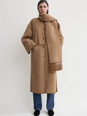 Toteme Embroidered scarf coat camel